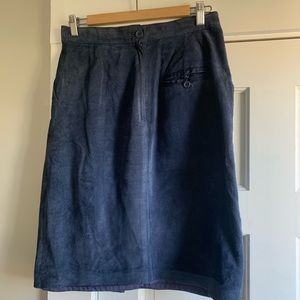 Vintage Navy Blue Suede Skirt